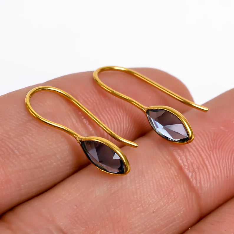 Iolite Gemstone Handcrafted Drop and Dangle Earrings