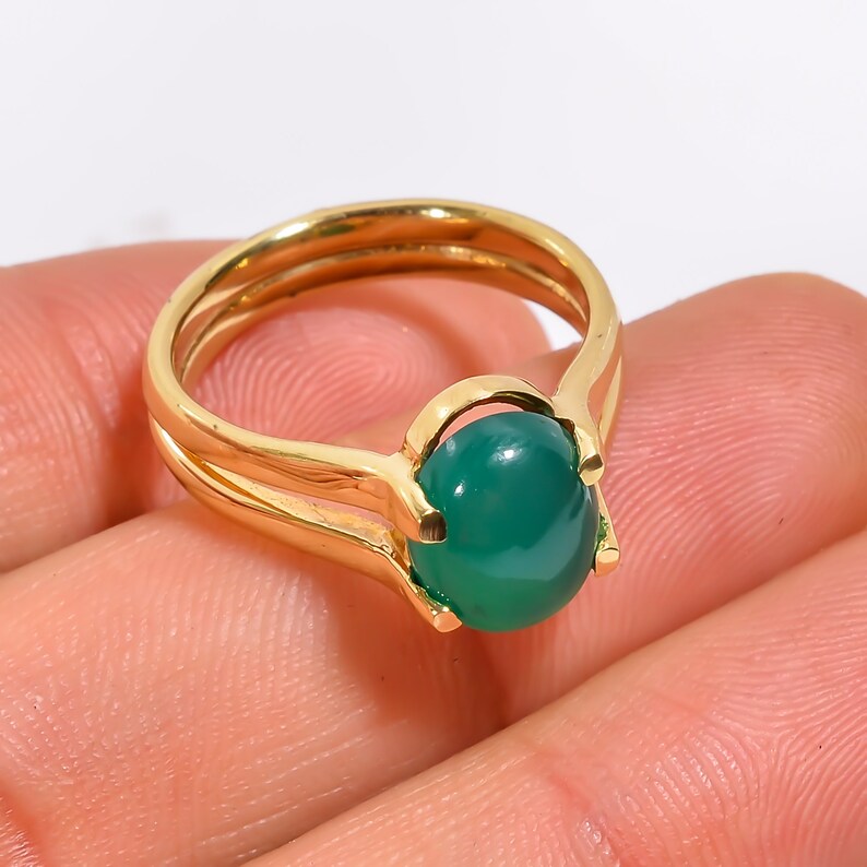 Green Onyx Natural Gemstone Handcrafted Women's Signet Ring