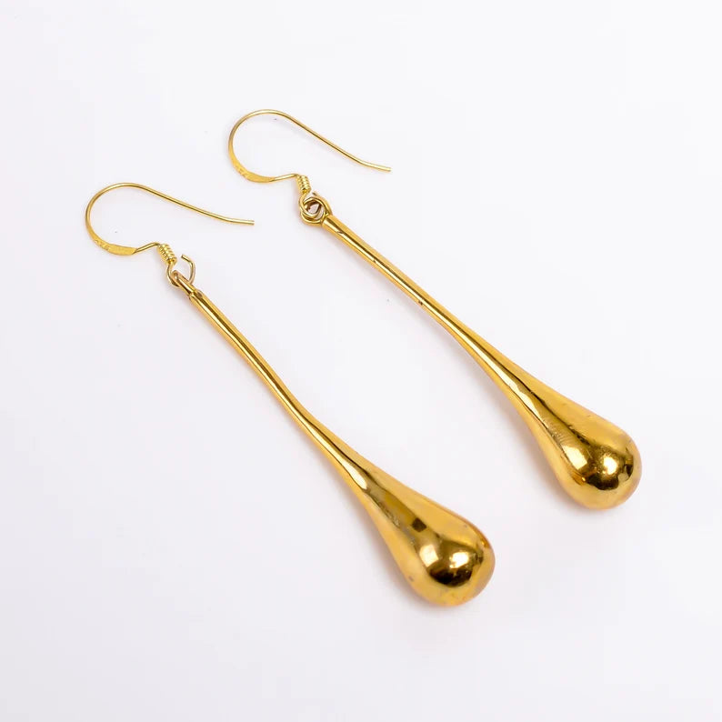Long Drop Teardrop Dangle Handcrafted Earrings