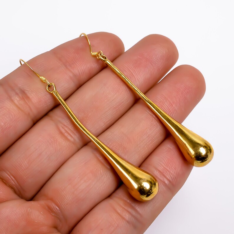 Long Drop Teardrop Dangle Handcrafted Earrings