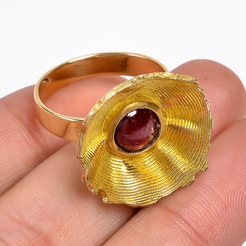 Garnet Gemstone Women's Minimalist Handcrafted Ring