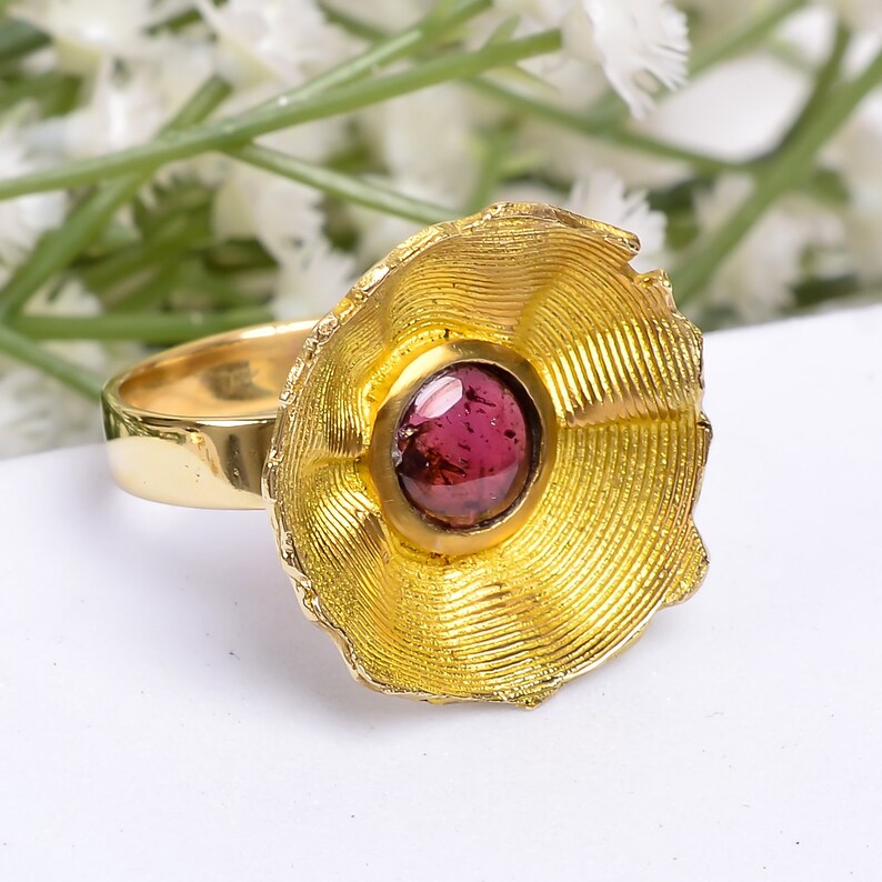 Garnet Gemstone Women's Minimalist Handcrafted Ring