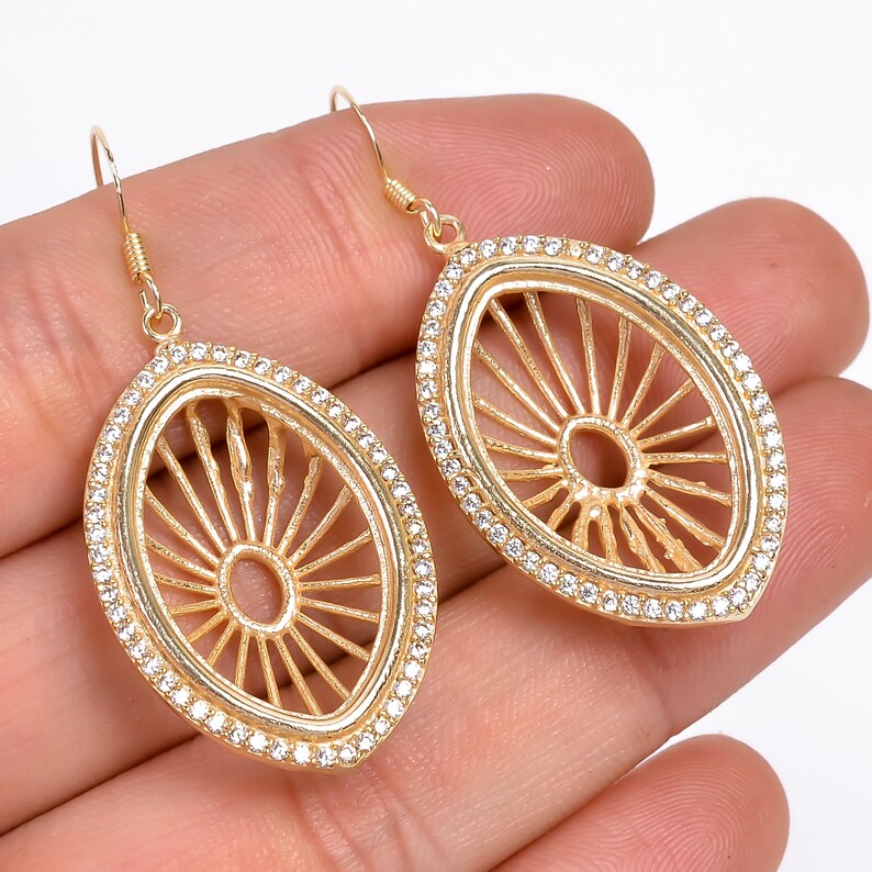 Cubic Zirconia Handcrafted Natural Gemstone Drop Earrings