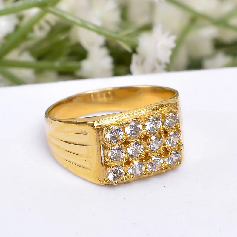 Cubic Zirconia Handcrafted Minimalist Statement Ring