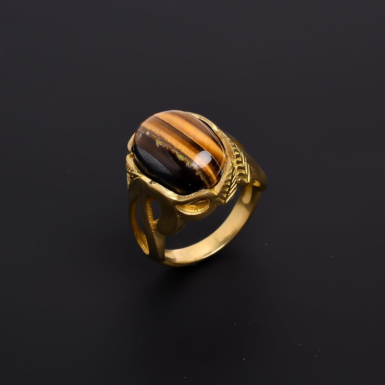 Natural Gemstone Handcrafted Tiger's Eye Antique Ring