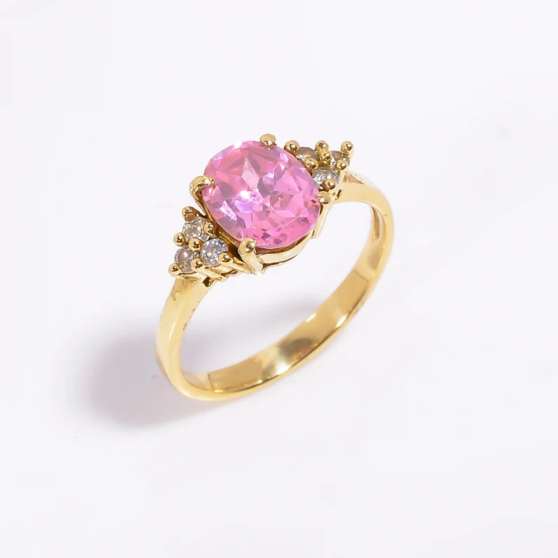 Cubic Zirconia Natural Gemstone Women's Handcrafted Ring