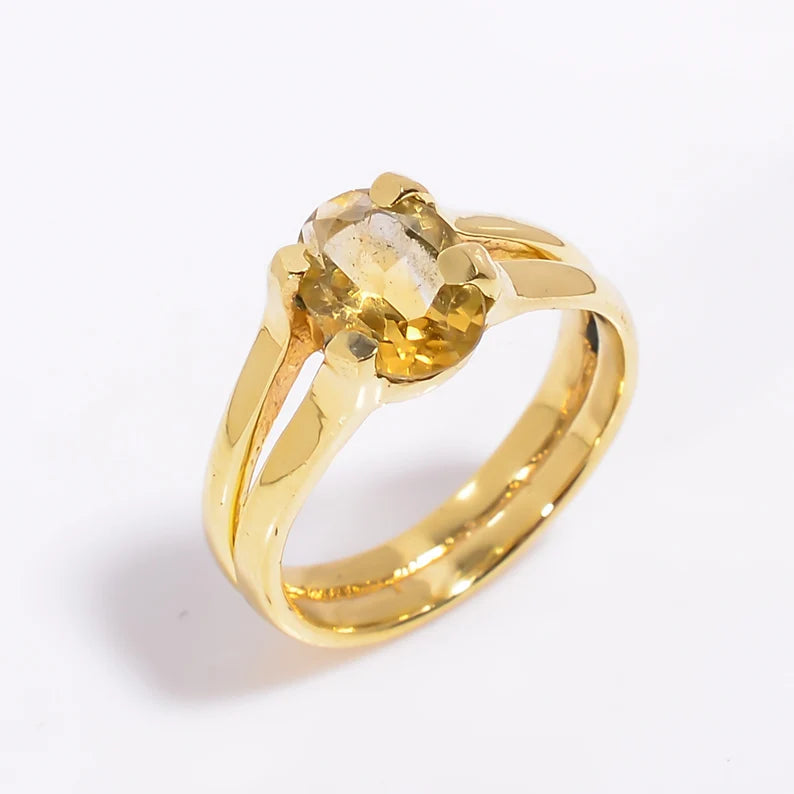 Citrine Gemstone Handcrafted Women's Birthstone Ring