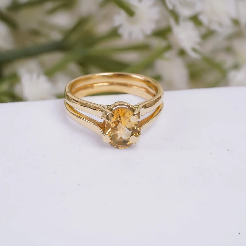 Citrine Gemstone Handcrafted Women's Birthstone Ring