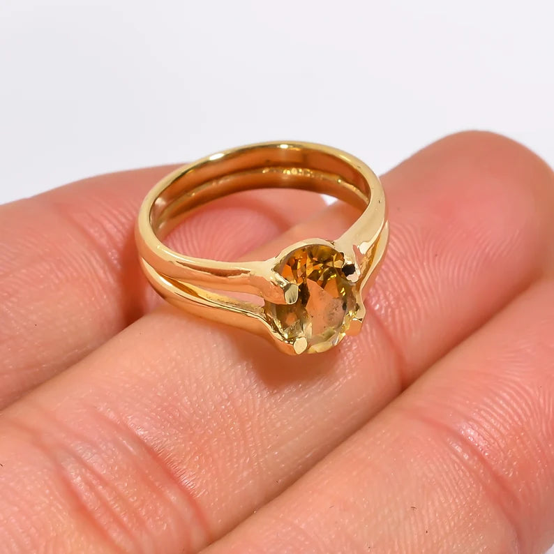 Citrine Gemstone Handcrafted Women's Birthstone Ring