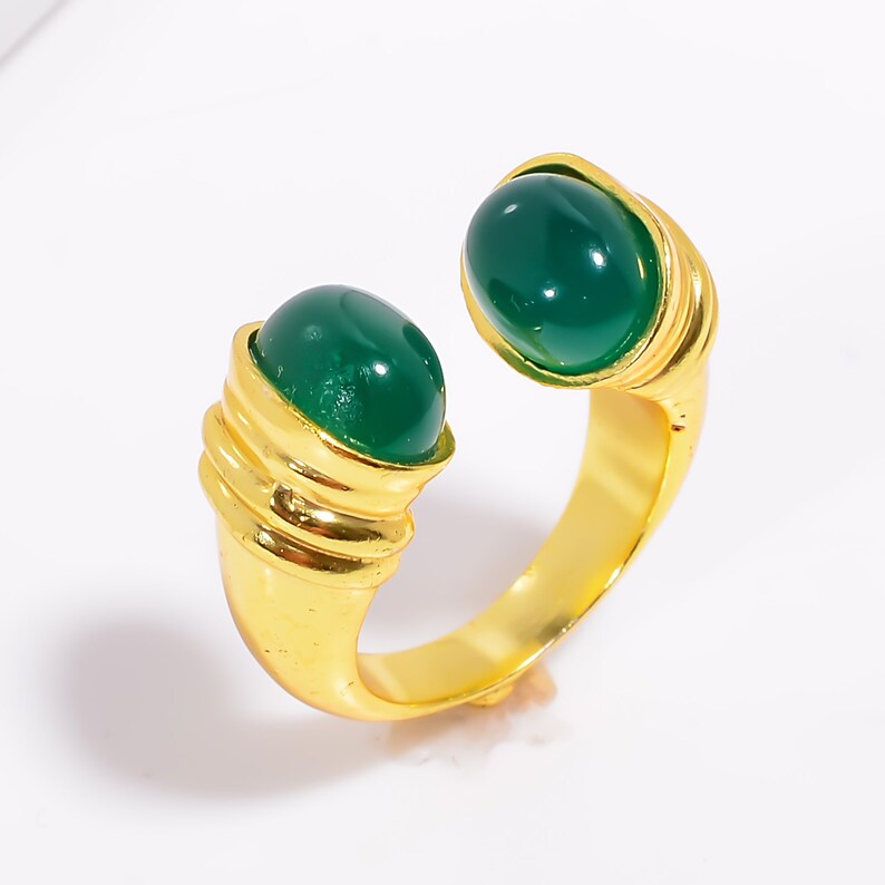 Green Onyx Adjustable Minimalist Natural Gemstone Ring