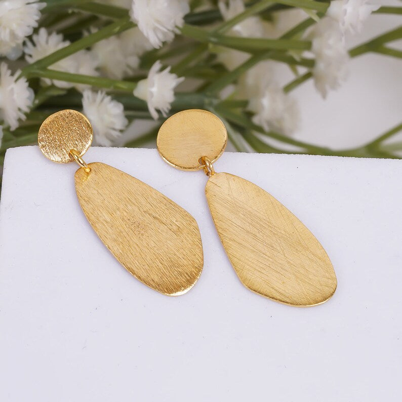 Handcrafted Minimalist Drop Shape Stud Earrings