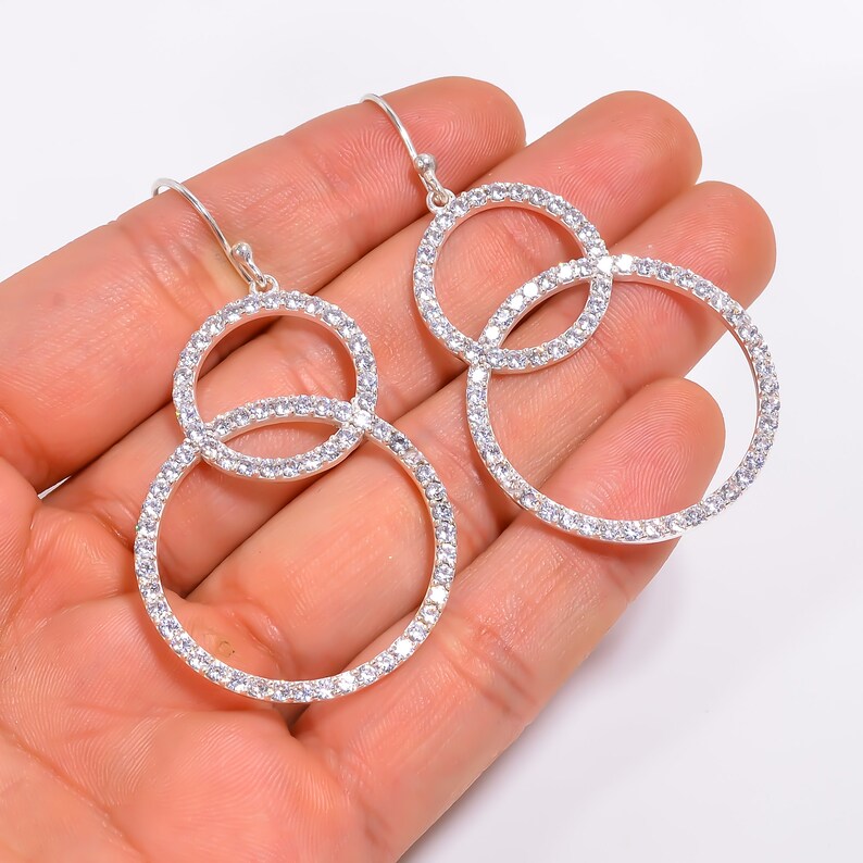 Cubic Zirconia Gemstone Handcrafted Drop Earrings