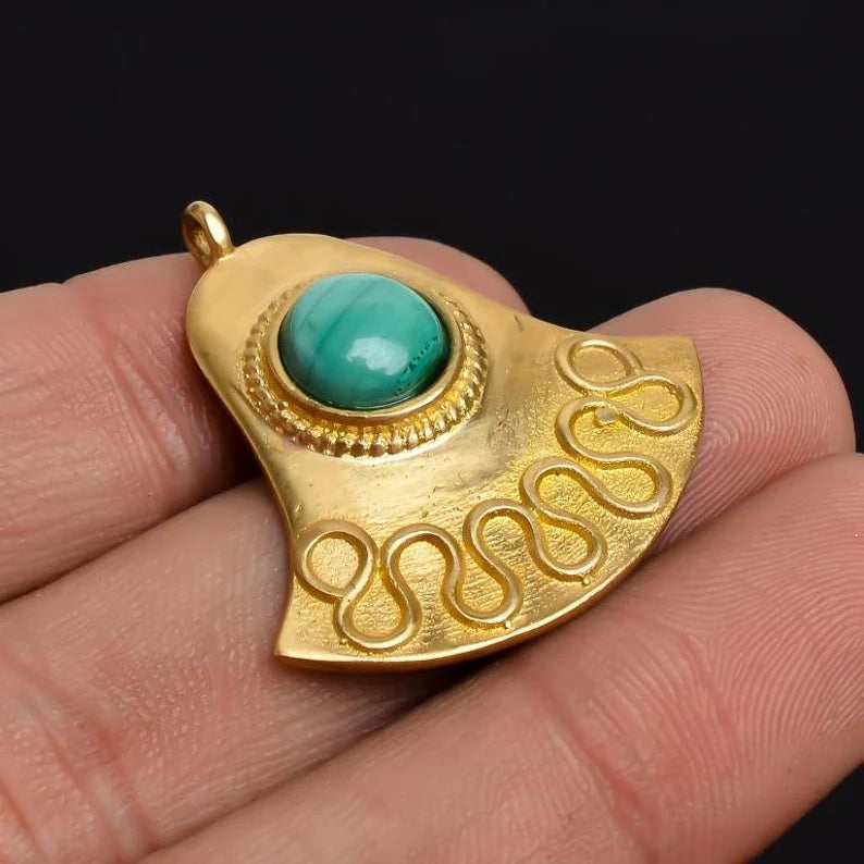 Turquoise Gold Plated Handcrafted Pendant