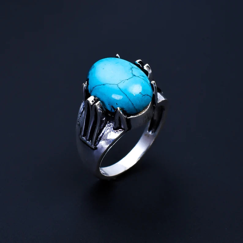 Turquoise Natural Gemstone Handcrafted Elegant Ring