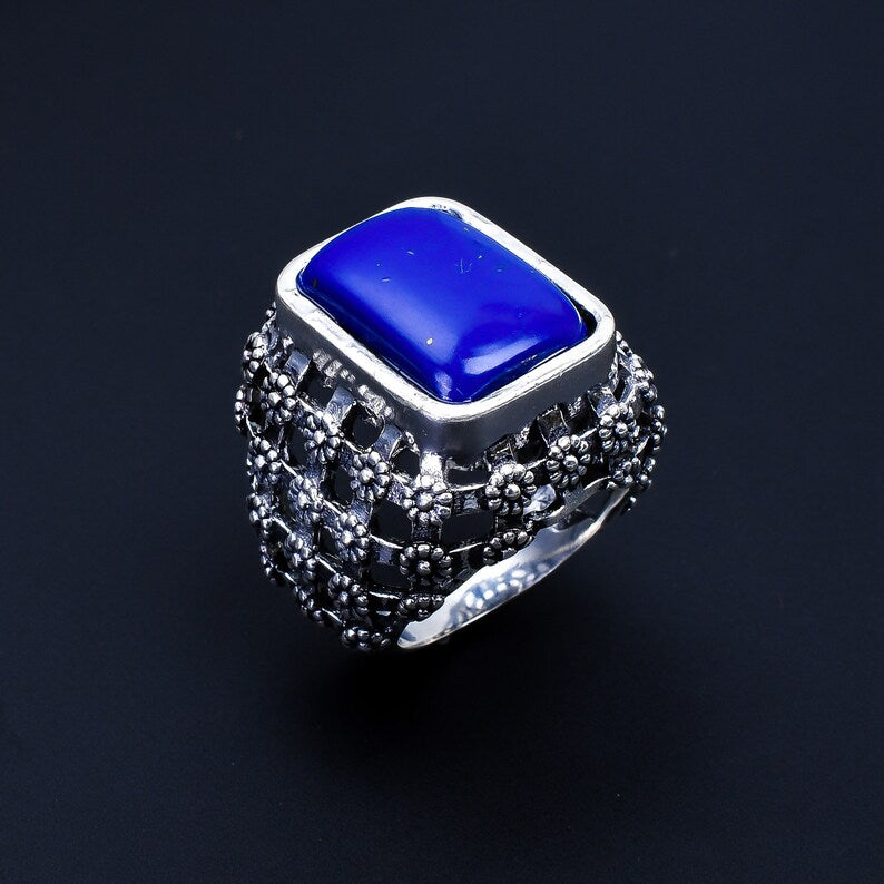 Lapis Lazuli Natural Gemstone Handcrafted Statement Ring
