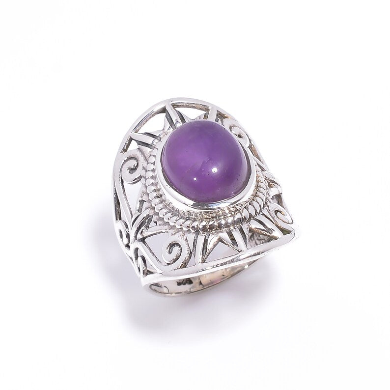 Amethyst Handcrafted Statement Natural Gemstone Ring