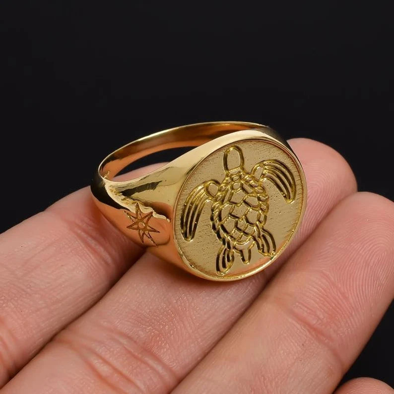 Tortoise Handcrafted Statement Minimalist Ring