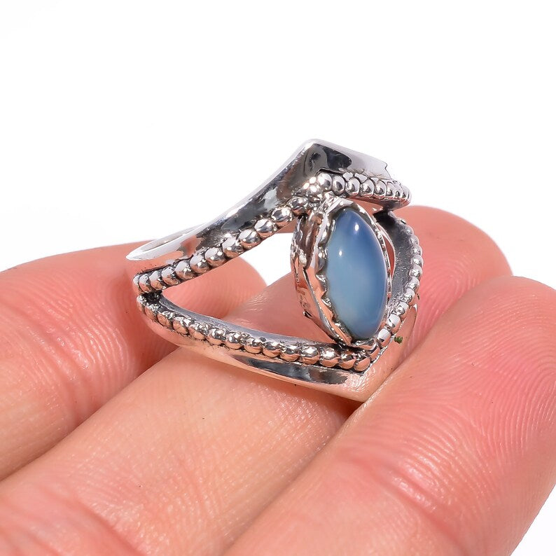 Rainbow Moonstone Handcrafted Natural Gemstone Statement Ring