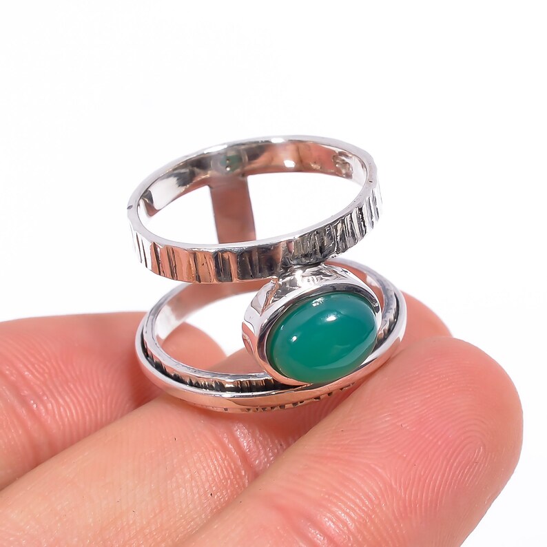 Green Onyx Statement Handcrafted Natural Gemstone Ring