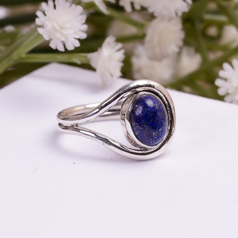 Lapis Lazuli Statement Handcrafted Natural Gemstone Ring