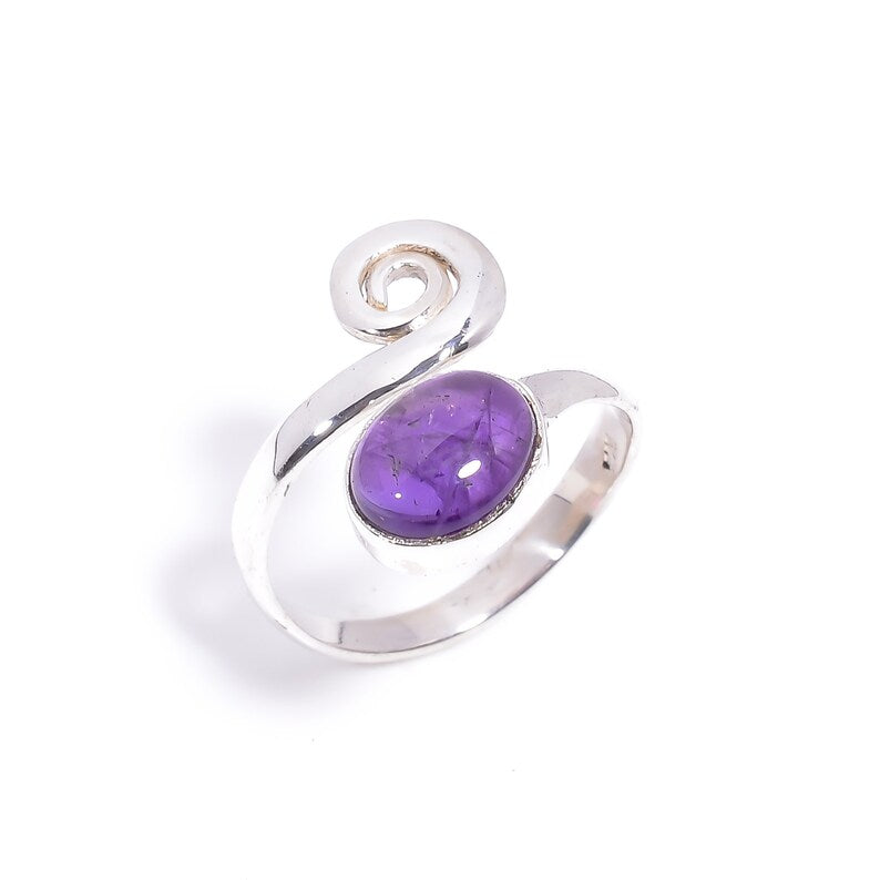 Amethyst Natural Gemstone Adjustable Handcrafted Ring