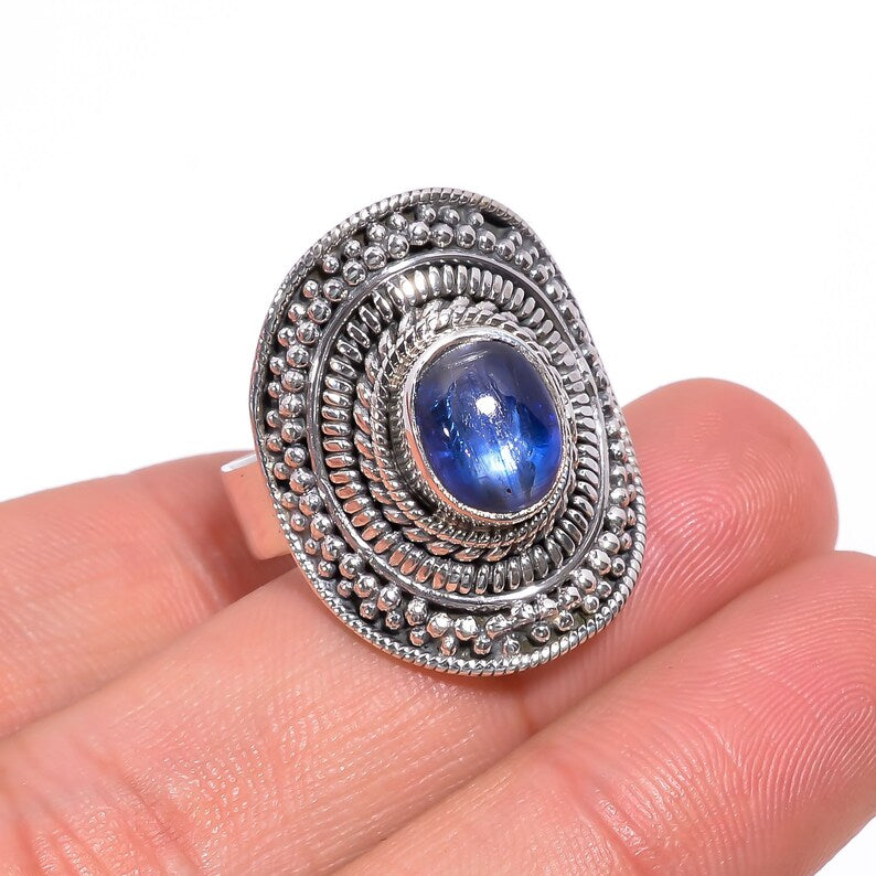 Kyanite Handcrafted Natural Gemstone Signet Ring