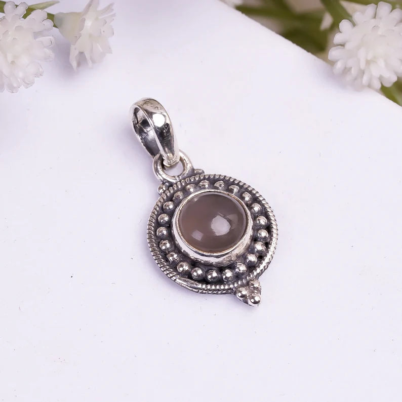 Smokey Gemstone 925 Sterling Silver Handcrafted Pendant