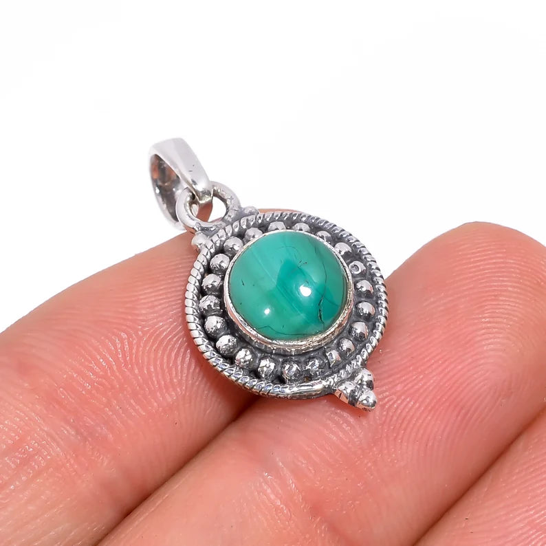 Green Onyx 925 Sterling Silver Handcrafted Pendant