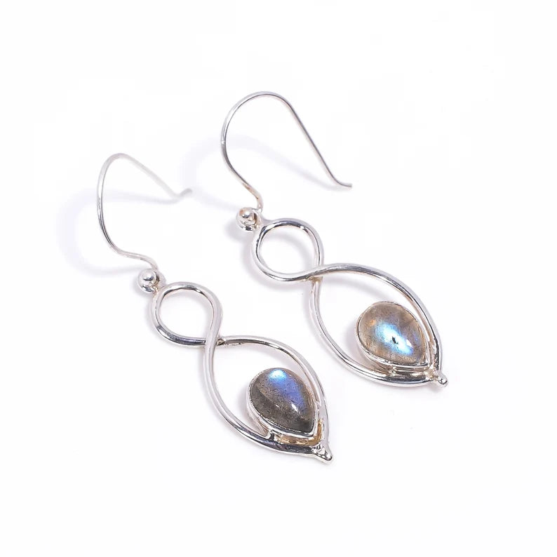 Labradorite Natural Gemstone Handcrafted Drop Earrings