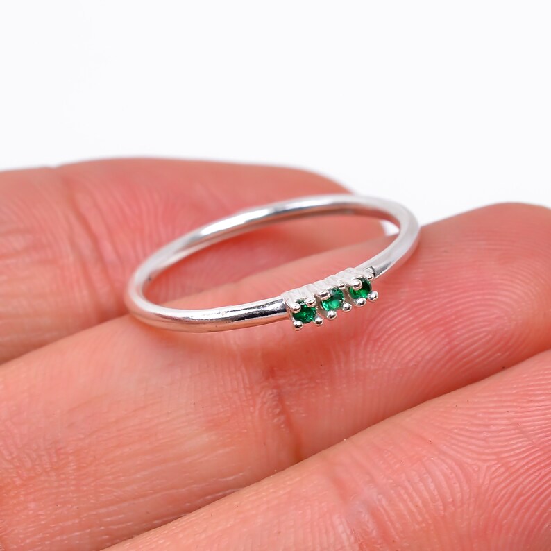 Green Cubic Zirconia Minimalist Gemstone Statement Ring