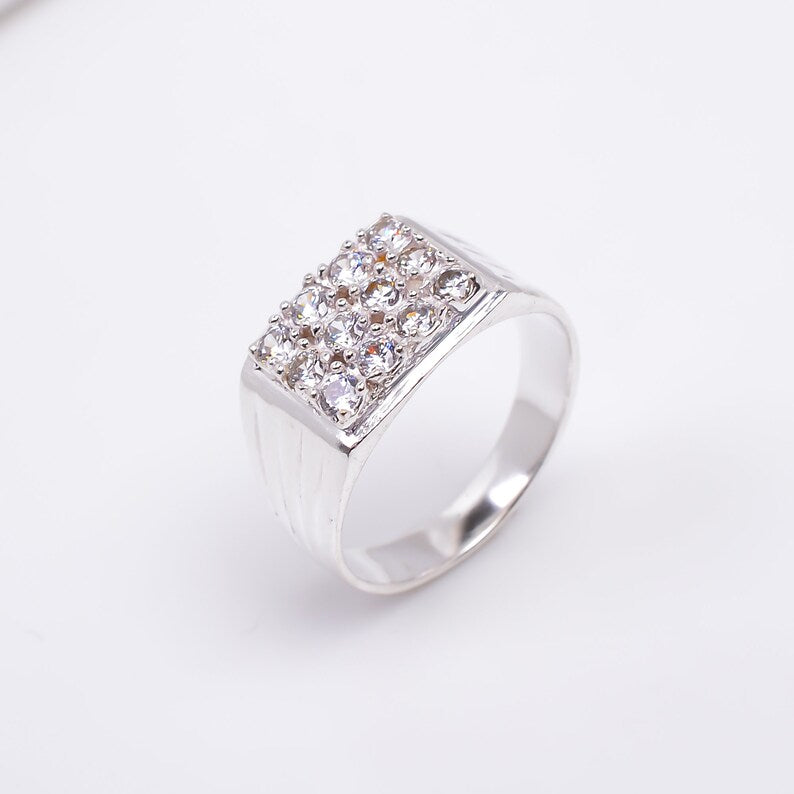 Cubic Zirconia Handcrafted Elegant Natural Gemstone Ring