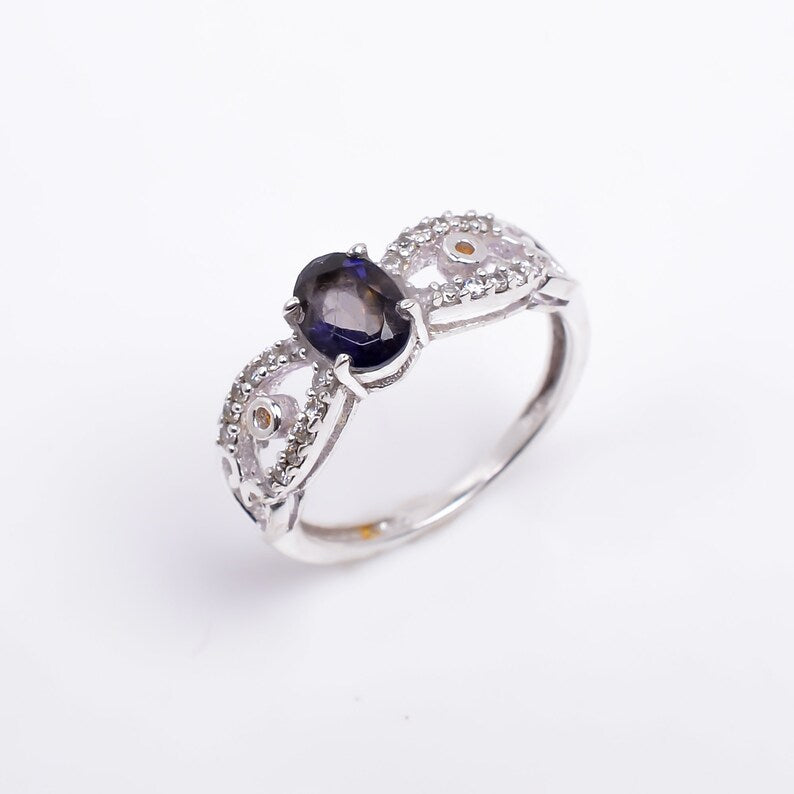 Iolite Natural Gemstone Statement Handcrafted Ring