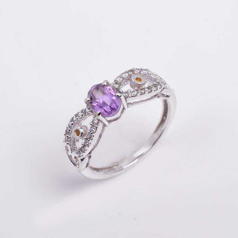 Amethyst Handcrafted Statement Natural Gemstone Ring