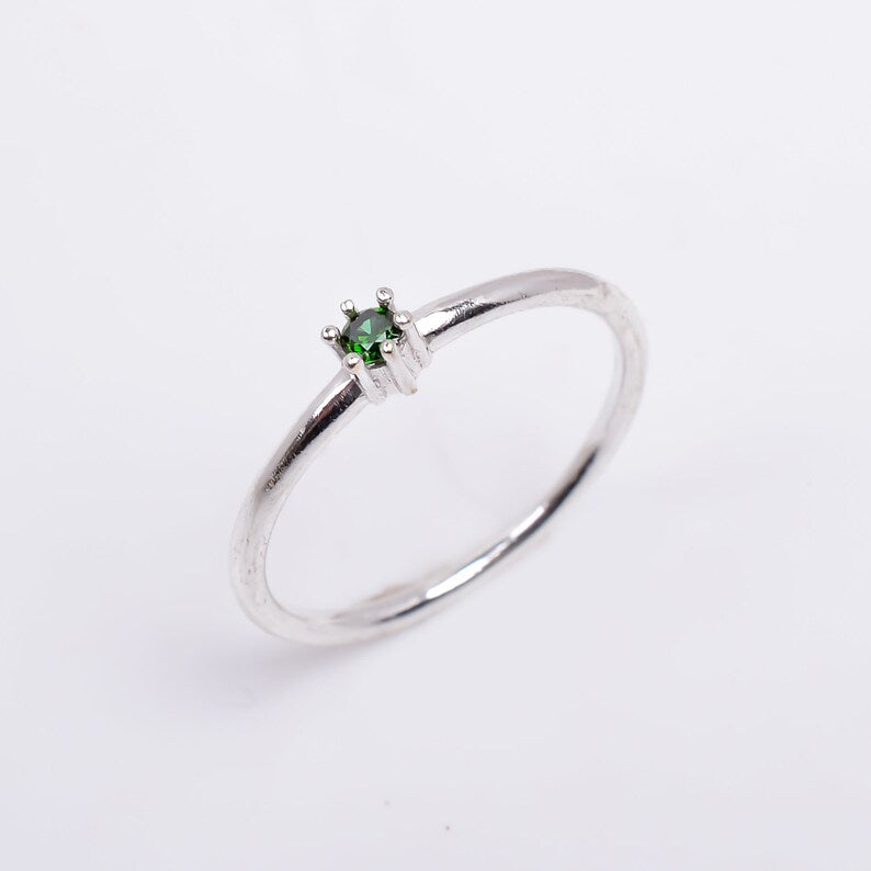Green Cubic Zirconia Gemstone Handcrafted Statement Ring