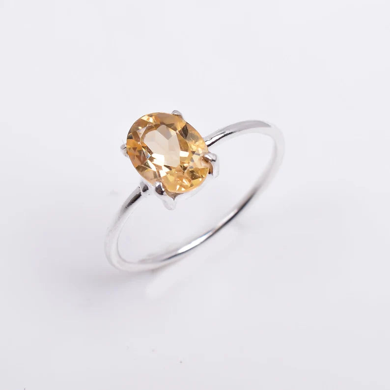 Natural Citrine Gemstone Statement Handcrafted Ring
