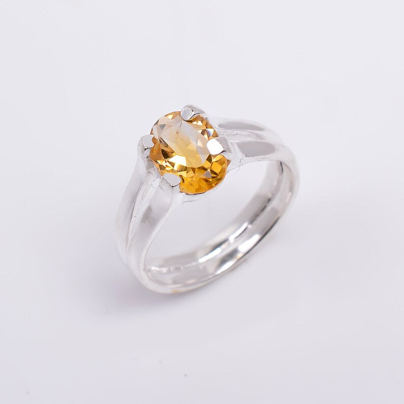 Citrine Natural Gemstone Birthstone Handcrafted Ring