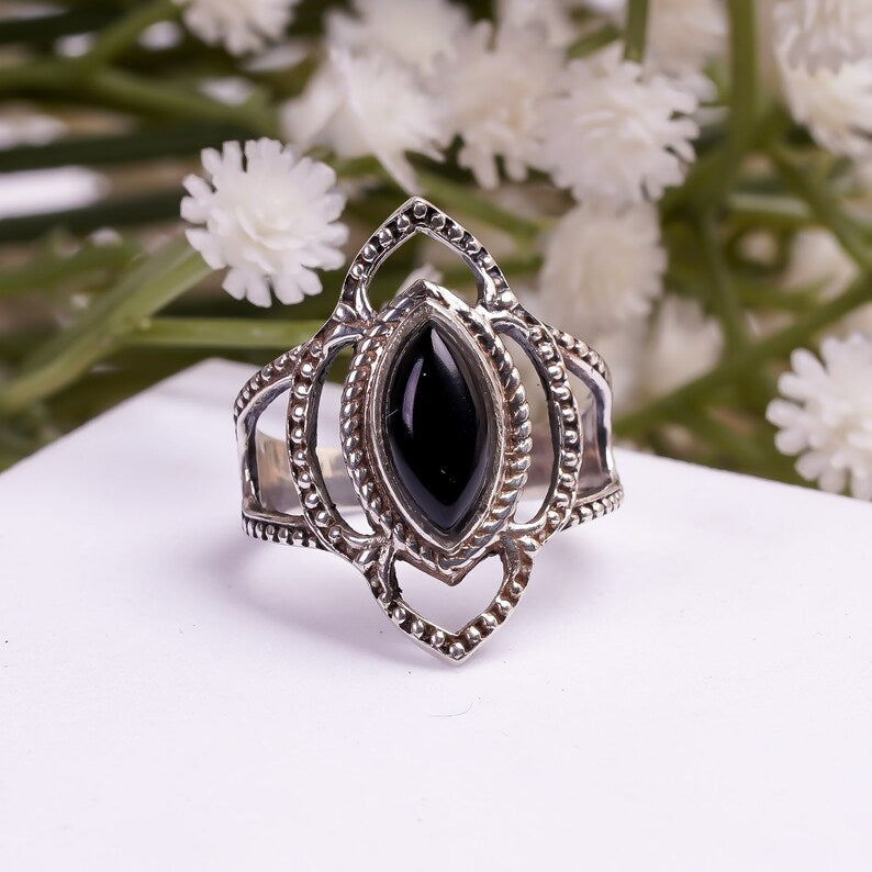 Black Onyx Handcrafted Statement Natural Gemstone Ring