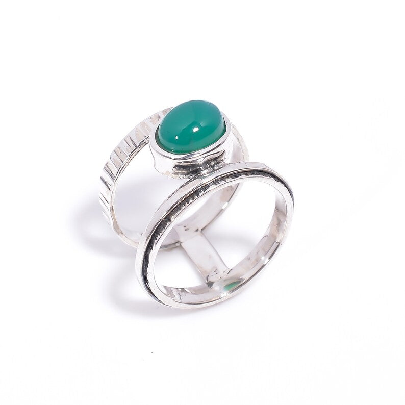 Green Onyx Statement Handcrafted Natural Gemstone Ring
