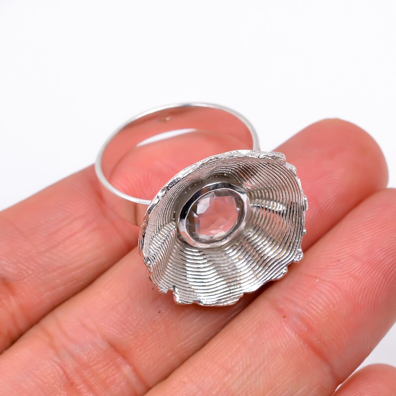 Cubic Zirconia Handcrafted Natural Gemstone Birthstone Flower Ring