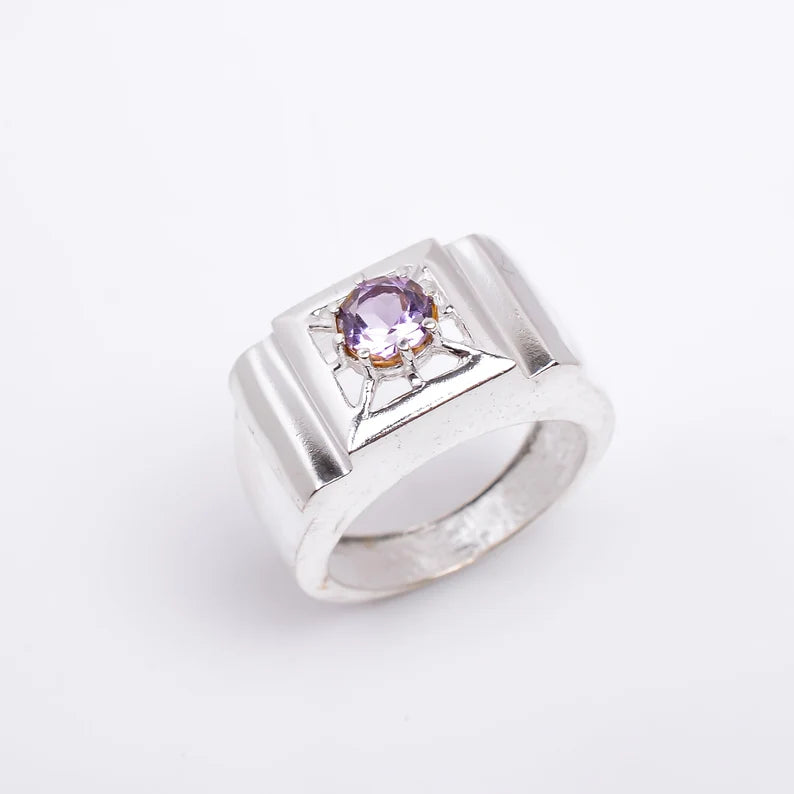 Amethyst Handcrafted Statement Natural Gemstone Ring