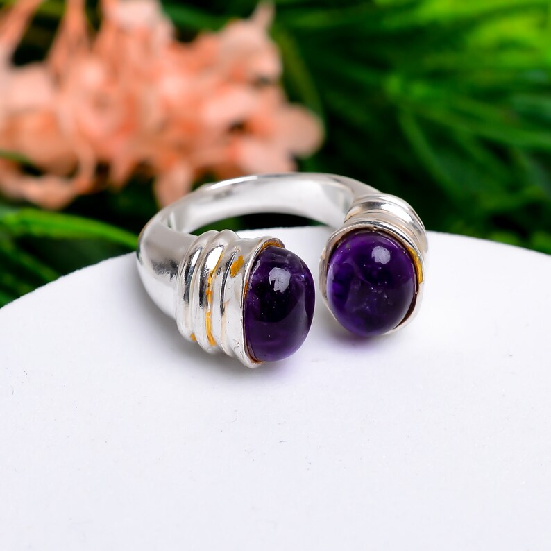 Natural Amethyst Gemstone Handcrafted Statement Ring