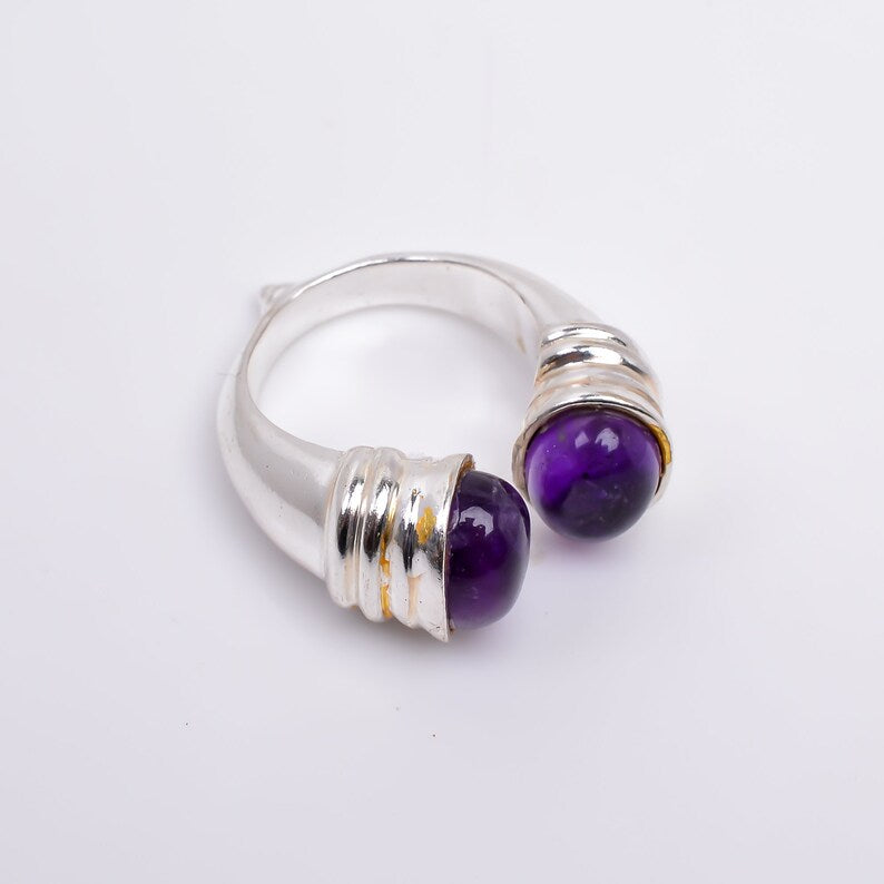 Natural Amethyst Gemstone Handcrafted Statement Ring