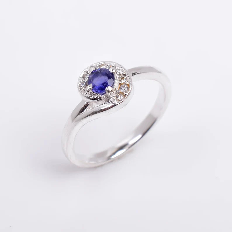 Iolite Natural Gemstone Minimalist Handcrafted Statement Ring