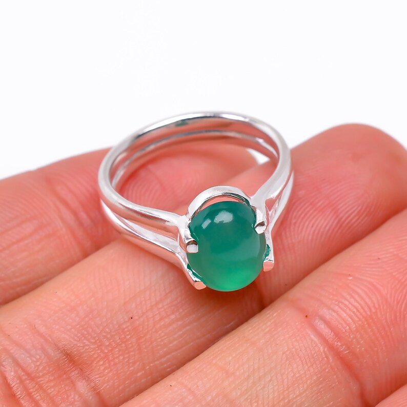 Green Onyx Handcrafted Statement Natural Gemstone Ring