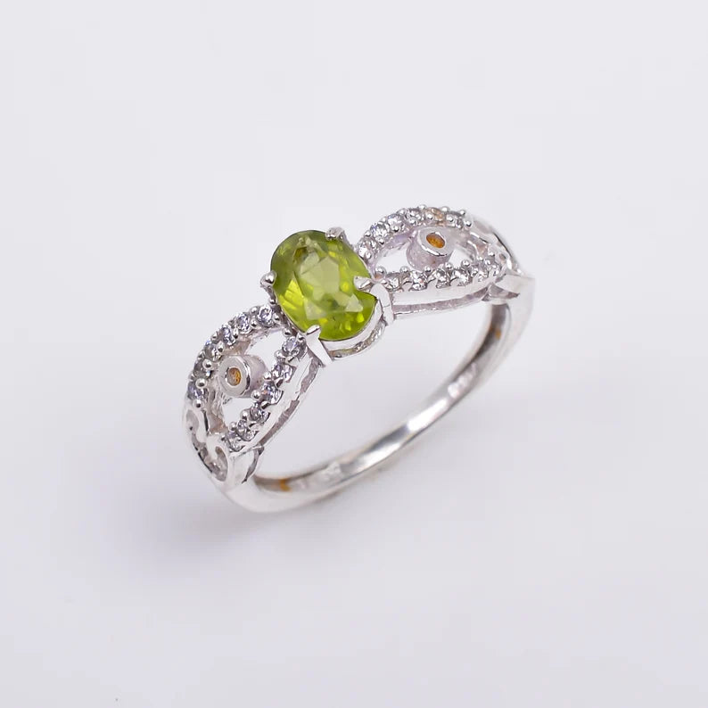 Peridot Minimalist Handcrafted Statement Natural Gemstone Ring