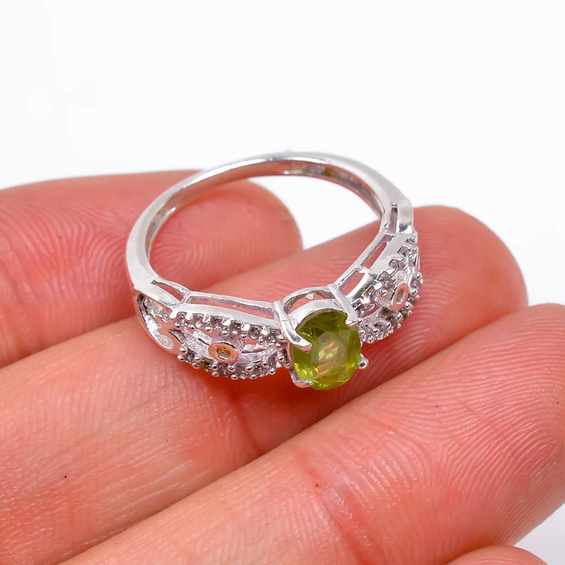 Peridot Minimalist Handcrafted Statement Natural Gemstone Ring