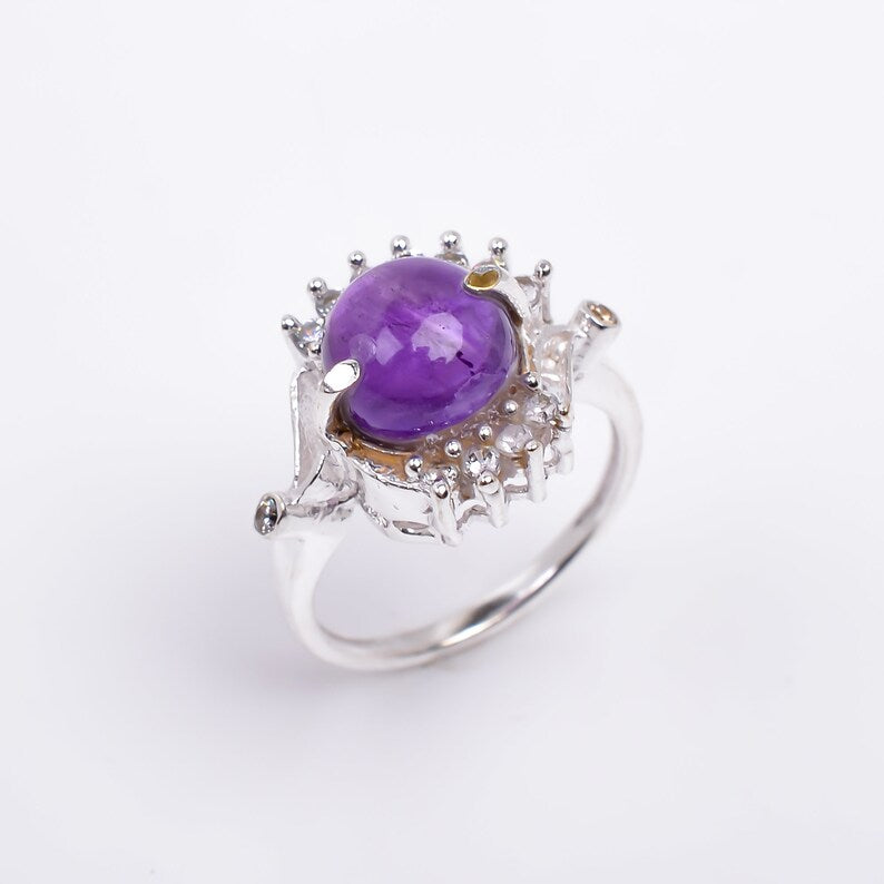 Amethyst Handcrafted Birthstone Natural Gemstone Ring