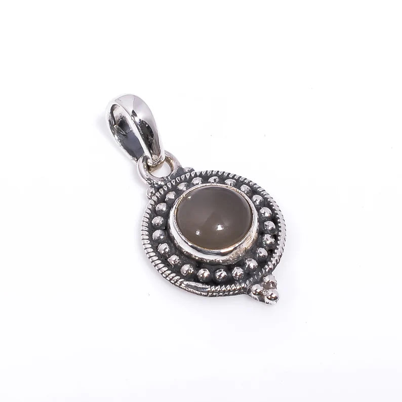 Smokey Gemstone 925 Sterling Silver Handcrafted Pendant