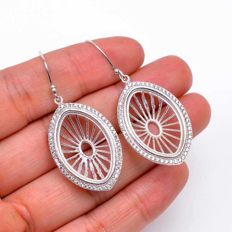 Cubic Zirconia Handcrafted Gemstone Dangle Earrings