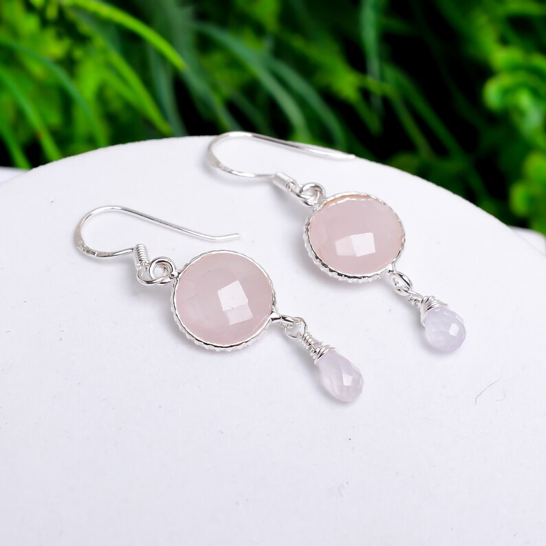 Rose Quartz Minimalist Handcrafted Drop Earrings